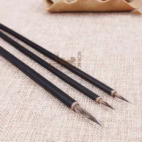 Pinceau Seiko Hook Line à manche en feuilles peintes, en poils de blaireau, pour peinture chinoise et calligraphie, disponible en tailles grande, moyenne et petite, et en forme de tablette de jade.