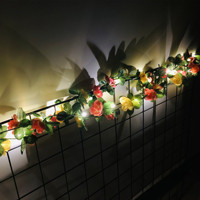 Guirlande lumineuse LED en forme de rose artificielle avec feuilles florales pour la décoration de la maison, des mariages et des fêtes