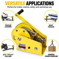Treuil manuel robuste 2600 LBS avec câble en acier et crochet – Expédition rapide depuis l'entrepôt américain – Treuil manuel pour remorque de bateau, VTT, camping-car, camion, pick-up
