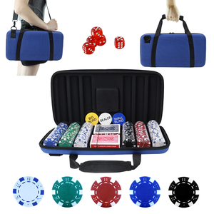 Profesional 300 unids/set nuevo <span class=keywords><strong>Caino</strong></span> Texas Hold'em Clay Poker Chips Set con Blue Eva Foam Poker Koffer Pokercase para juego de Casino - Product Image 1