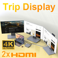 Moniteur d'extension d'ordinateur portable à triple affichage 18 en 2 pour station d'accueil Macbook en alliage d'aluminium double USB C USB HUB