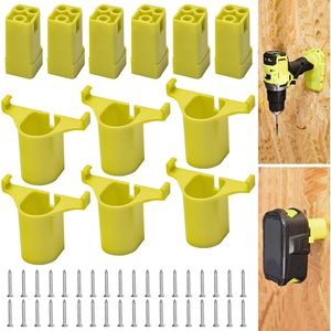 6 Pack Battery Mounting <b>Bracket</b> For Ryobi 18V Cordless Tools <b>Plastic</b> Hook Holder Set Home Use - Product Image 4
