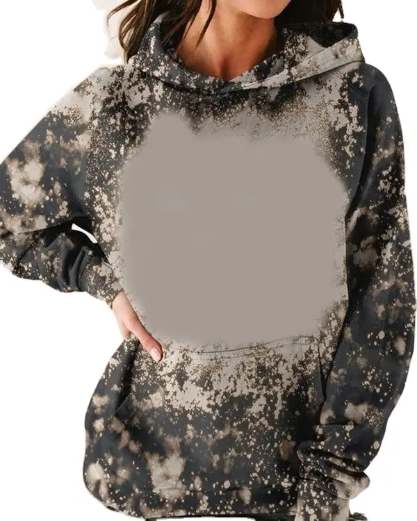 Großhandel Sublimation Hoodies 95% Polyester Erwachsene Kinder benutzer definierte Logo Faux gebleicht Sweatshirt für DIY Sublimation druck