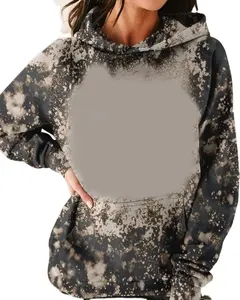 Sweat-shirt à capuche 95% polyester pour adultes et enfants, logo personnalisé, faux blanchi, pour bricolage, impression par sublimation, vente en gros
