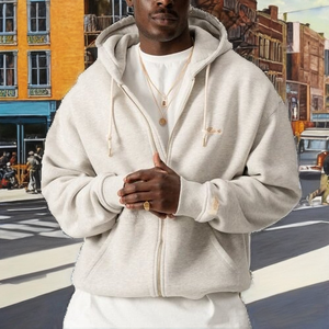 Sudaderas con Capucha y Cierre de Cremallera Unisex de Diseño Minimalista para Invierno, Poliéster/Algodón, Color Sólido, Logotipo Personalizado, Manga Regular - Product Image 3