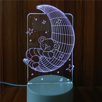 Lampe de visualisation créative 3D, veilleuse en acrylique, USB, 3 couleurs, prise en charge de la conception, dessins DIY, logo, petite lampe de table personnalisée mignonne