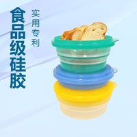 Contenitore per Pranzo Pieghevole in Silicone per Esterni con Coperchio, Adatto al Microonde, Resistente al Calore, Anti-Odore, per Campeggio e Conservazione Alimenti