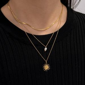 Collar de joyería de moda, collar con colgante, joyería para mujer, collar de joyería fina, collar de acero inoxidable, colgante de perla natural - Product Image 1