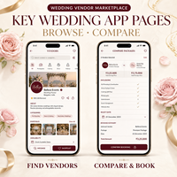 Développement d'application de marché de services de mariage fiable pour iOS et Android avec comparatif de packages et annuaire des fournisseurs