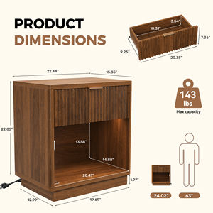 Chevet moderne en bois avec capteur LED, ports USB, prises AC, lumière RVB, mode musique, fonction de minuterie, pour hôpital/salle à manger/chambre à coucher - Product Image 4