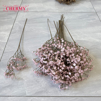 Fleur artificielle en latex toucher réel, gypsophile rose poudré à tige unique, pour bouquet de mariage d'automne, vente en gros