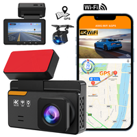 Caméra de tableau de bord de voiture 3 pouces 4K avec double objectif avant et arrière, GPS intégré, prise en charge de la vision nocturne, enregistrement en boucle, accessoires de voiture