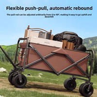 Chariot de camping pliable en métal à 4 roues, chariot de pique-nique extra large, chariot de camping à pneus robustes, chariot de transport avec table escamotable