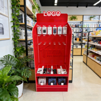 Op maat gemaakte PVC vloerdisplayhaken voor mobiele telefoons, houders, accessoires, adapter, staande houder, oplaadkabels, retail.