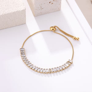 Women's Trendy Stainless Steel 18k <b>Gold</b> Plated Strand Pendant Necklace Customizable Gift - Product Image 1