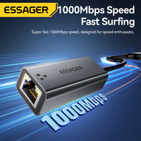Adaptateur de câble réseau Ethernet ESSAGER ES-OTG30 petit 1000 Mbps 2 en 1 USB Type C vers RJ45 pour iPhone PC ordinateur de bureau