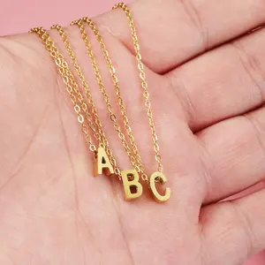 Gt Kraag De Letras Groothandel Mode Gouden Ketting Hoofdstad Beginletter Stereoscopische A ~ Z Alfabet 26 Kleine Letter Ketting