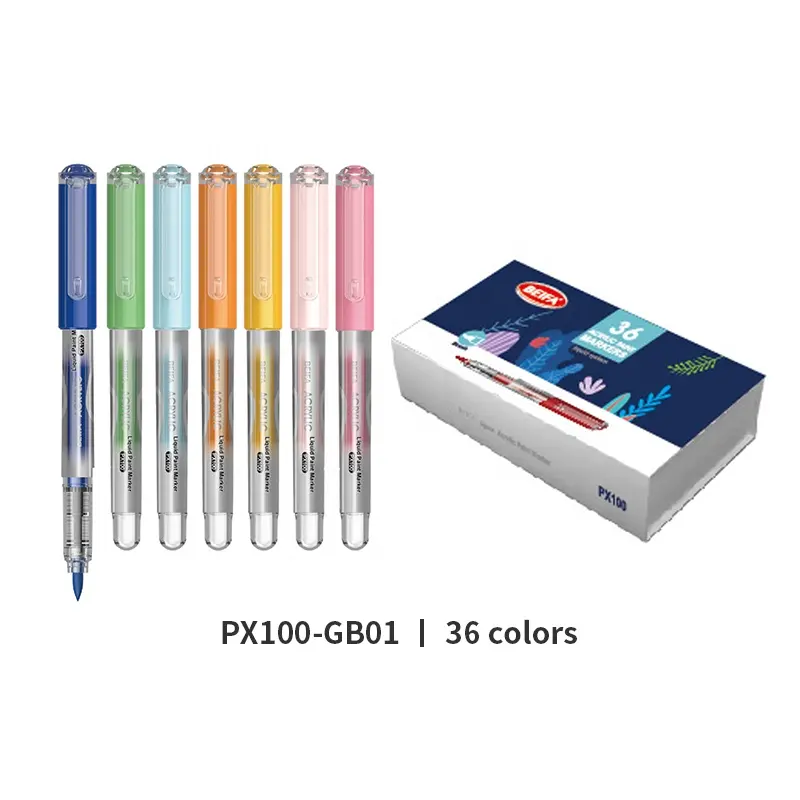 BEIFA PX100 60 צבעים שונים מערכת נוזלי קצה מברשת מעטפת באיכות גבוהה בידוד מים חזק צבעים בהירים מרקר צבע אקרילי