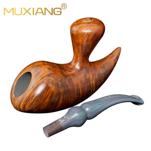 Muxiang Handmade Briarwood Pipe Bent Type 3mm Solid Wood Tobacco Pipe For Men - Product Image 4