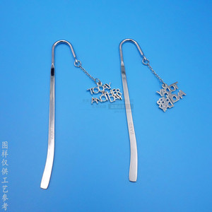 Metal <b>Bookmark</b> With Letter Charm Bright Nickel Plated 80x25mm Reusable For Books - Product Image 2