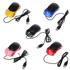 Mouse ótico usb com fio, mouse para jogos em forma de carro, mini mouse 3d para computador, laptop e desktop