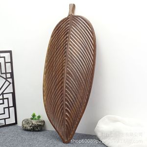 ถาดชาไม้รูปใบไม้ ทำจากไม้วอลนัท สไตล์จีน สำหรับชุดน้ำชา ตกแต่งบ้าน - Product Image 2