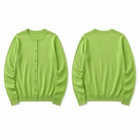 Cardigan en maille ajusté pour femme, vert, col rond, boutonné, manches longues, mélange de viscose, nouvelle collection automne 2026