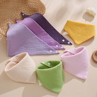 Bavoir triangulaire en gaze de coton uni pour bébé, respirant et absorbant, pour l'alimentation et les reflux