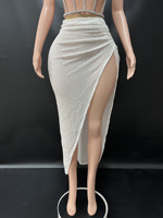 Novance Y5135-D Vente en gros de vêtements de boutique pour femmes, ensembles deux pièces pour femmes avec sequins, fente haute, tenue de soirée pour femmes, robe de mariée