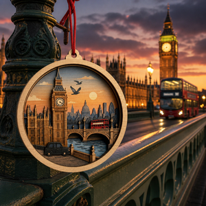 Ornement personnalisé en contreplaqué peuplier de 3 mm découpé au laser, représentant la silhouette de <span class=keywords><strong>Londres</strong></span> avec le Big Ben, pour la décoration de la maison ou en voyage, conforme à la norme CPSC, DDP - Product Image 4