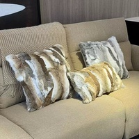 Coussin décoratif pour canapé ou banquette, style vintage de luxe léger, en fourrure de lapin, avec rembourrage en coton haute élasticité