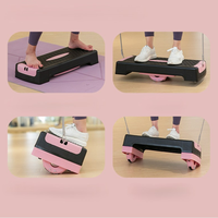 Plataforma de Step Aeróbico Multifuncional con 2 Elevaciones, Cuerdas para Entrenar el Equilibrio, Altura Ajustable, Plataforma de Ejercicio para Fitness