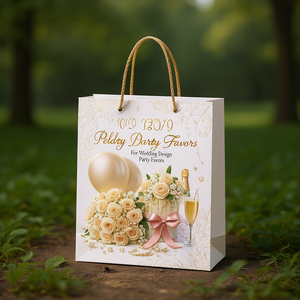 10239 <b>Gold</b> Foil <b>Wedding</b> Gift <b>Bag</b> Medium Size Elegant Design <b>For</b> <b>Wedding</b> Party Favors - Product Image 2