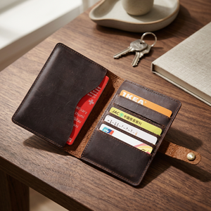 WRIZA Cartera Porta Pasaportes de Cuero Genuino Vintage con Cierre de Botón de 7 Pulgadas para Tarjetas de Viaje y Documentos con Protección RFID - Product Image 6