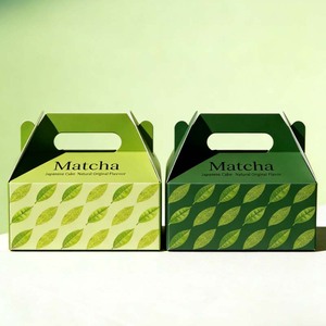 Boîte à gâteau matcha vert sur mesure de qualité supérieure, imprimée sur mesure, emballage écologique pour boulangerie, petite boîte <span class=keywords><strong>en</strong></span> <span class=keywords><strong>papier</strong></span> mâché avec poignée, type valise - Product Image 3