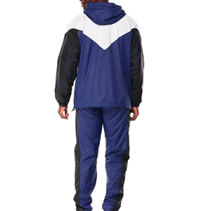 Survêtement technique haut de gamme pour homme en nylon froissé anthracite, coupe-vent à demi-zip et pantalon de survêtement contrastant – Fournisseur de vêtements personnalisés - Product Image 2