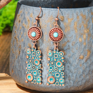Geometric <b>Drop</b> Earrings Alloy Antique <b>Bronze</b> Plated Bohemia Style Women's Fashion Dangle Earrings Set - Product Image 3