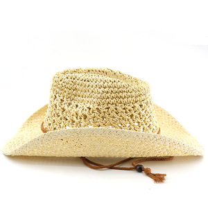 Sombrero de vaquero occidental Vintage para mujer, sombrero de paja transpirable de malla de verano, estilo étnico, para hombres, viajes al aire libre, protección UV, gorra de Panamá - Product Image 6