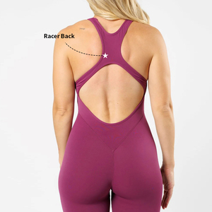 Ensemble de sport en nylon et élasthanne personnalisé OEM, tenue de yoga une pièce, vêtements de sport pour femmes, combinaisons sans dos, combinaisons, évacuation de l'humidité, séchage rapide - Product Image 4