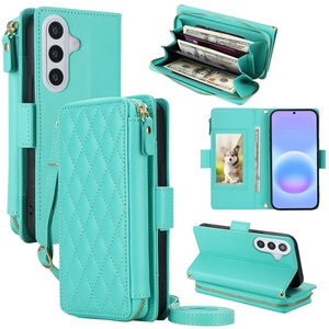 เคสโทรศัพท์หนัง PU หรูหราสำหรับ Samsung A57 A56 A37 A36 A55 A35 A26 พร้อมสายคล้องคอ ช่องใส่บัตร และขาตั้ง ป้องกันอย่างดี - Product Image 1