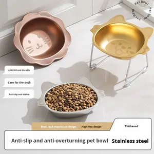 Nouvelle gamelle surélevée pour chat en acier inoxydable 304, anti-dérapante, pour protéger <span class=keywords><strong>le</strong></span> cou, durable et épaissie - Product Image 3