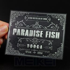 Luxury 3D Sliver Foil Embossed Texture Paper <strong>Labels</strong> Luxurious Offset Printing <strong>Vodka</strong> Liquor Gin Wine <strong>Labels</strong> Waterproof for Bottle - Product Image 1