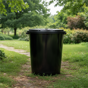 Bidone per Rifiuti 100 L Nero con Coperchio per Uso Esterno - Product Image 3