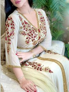 Muslimische Eid Damen Zweiteiliger Anzug Kleid Bestickte Diamant Abaya Partykleider Luxus Abaya Kaftan Elegante Zweiteilige Abaya - Product Image 3