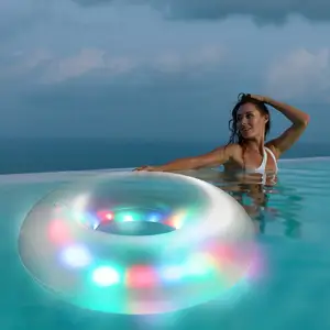 LED Flashing Swimming Pool Float Inflatable Toys Beach Multi-Color Water Hammock Inflatable Swim Tube