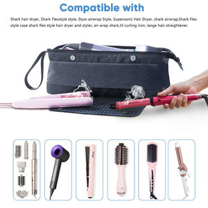 Bolsa de viaje 2 en 1 para herramientas para el cabello con alfombrilla resistente al calor, bolsa de viaje con compartimento impermeable para <span class=keywords><strong>secador</strong></span> de pelo <span class=keywords><strong>Dyson</strong></span> Styler - Product Image 5