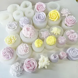 YABEICHU More Types Rose Tulip Flower DIY Handmade Silicone Candle Mold for Candle Making Moulds