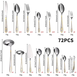 Venta superior 72 piezas Juego <span class=keywords><strong>de</strong></span> cubiertos <span class=keywords><strong>de</strong></span> acero inoxidable ecológico Cubiertos clásicos <span class=keywords><strong>Vajilla</strong></span> que incluye cuchillos Cucharas Restaurantes <span class=keywords><strong>de</strong></span> <span class=keywords><strong>madera</strong></span> - Product Image 5