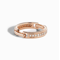 Gemnel 14K Banda de diamante chapada en oro con anillo de enlace de diseño de doble bisagra