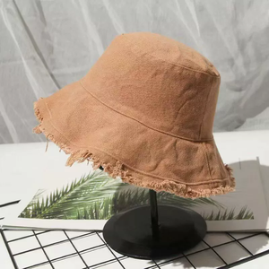 Sombreros de Pescador Lisos Deshilachados de Moda al por Mayor, Sombreros de Pescador de Lona Plegables Unisex para Mujer - Product Image 2